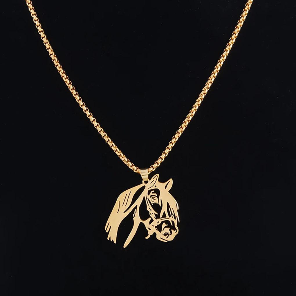 Horse Head Tang Grass Horse European and American Fashion Necklace Pendant