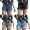 Colorful Ripped Fringe Hem Shorts In Stock