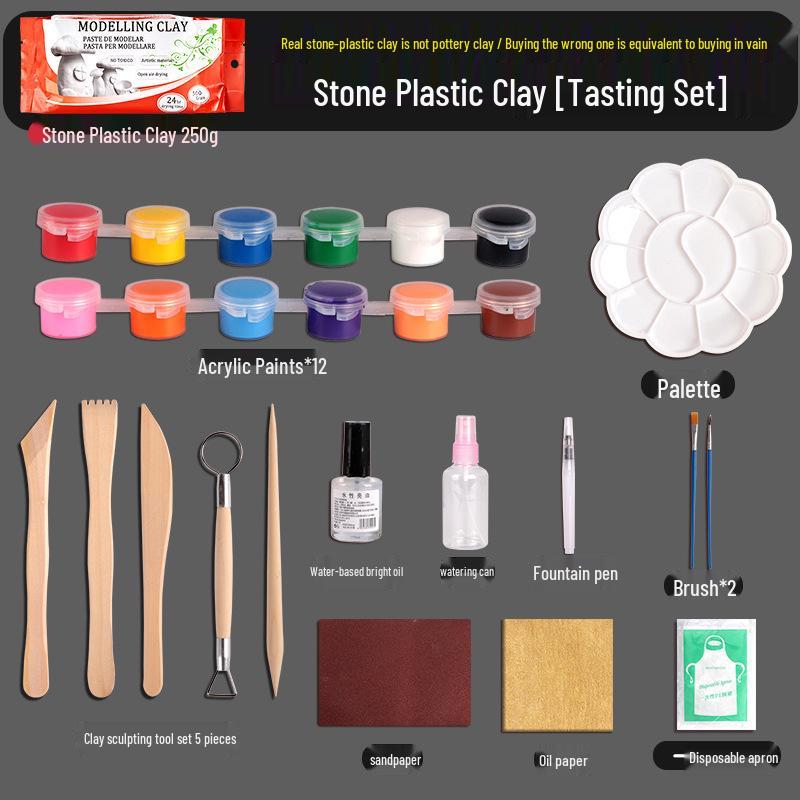 Stone Plastic Clay DIY Set: No-Bake, Malleable Light Clay for Handmade Sculptures