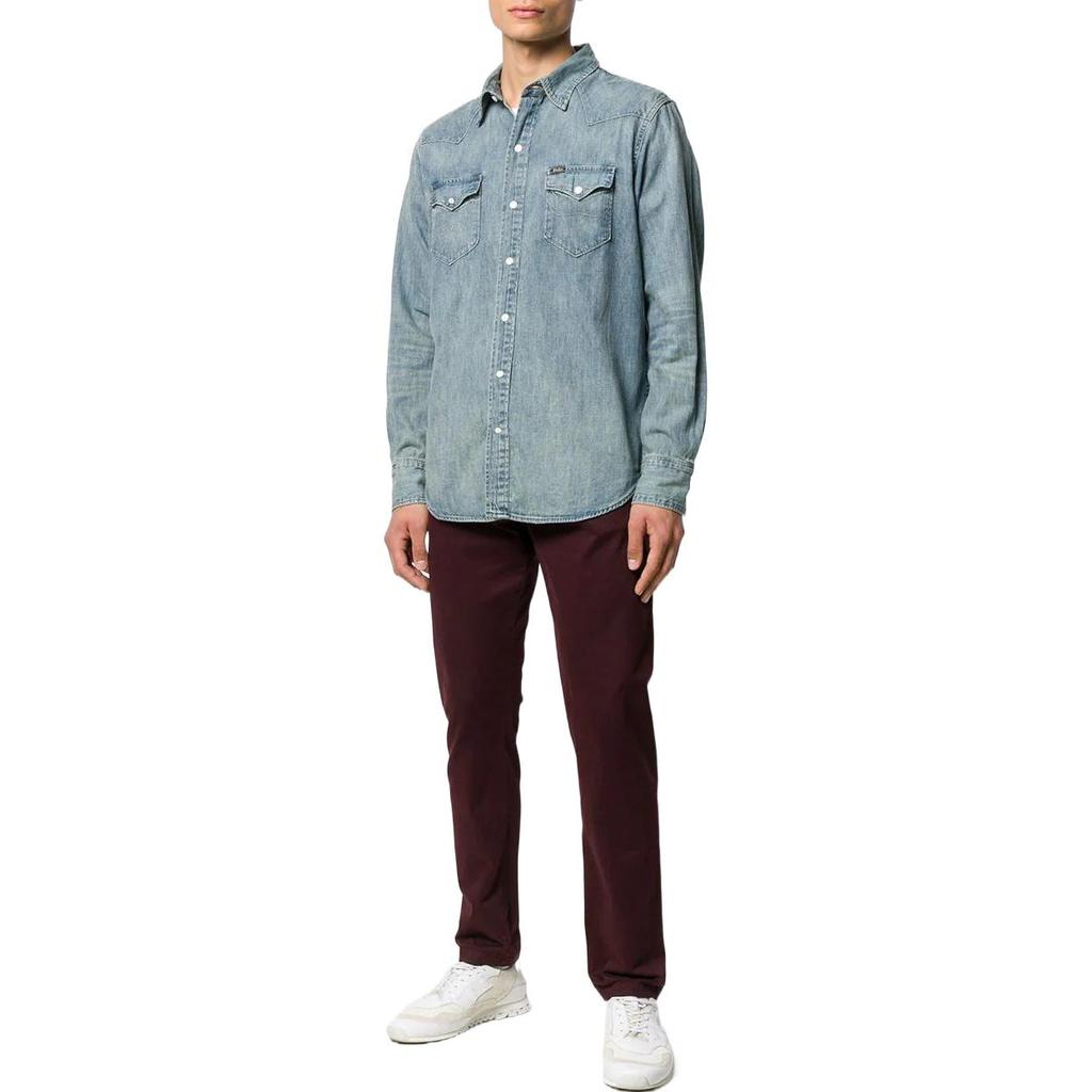 Polo Ralph Lauren Ss22 Solid Color Single-Breasted Denim Long Sleeve Shirt Men shirts Blue 710703936-001