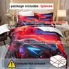 3Pcs Speedster Car Printed Duvet Cover Set, Soft Comfortable Breathable Bedding With Zipper Closure, Sports Themed Polyester