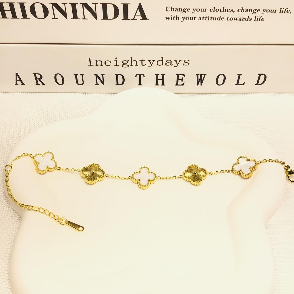 Bransoletka 13mm Czterolistna Koniczyna Pięć Kwiatów 18K Modna Wysokiej Klasy Bransoletka Damska