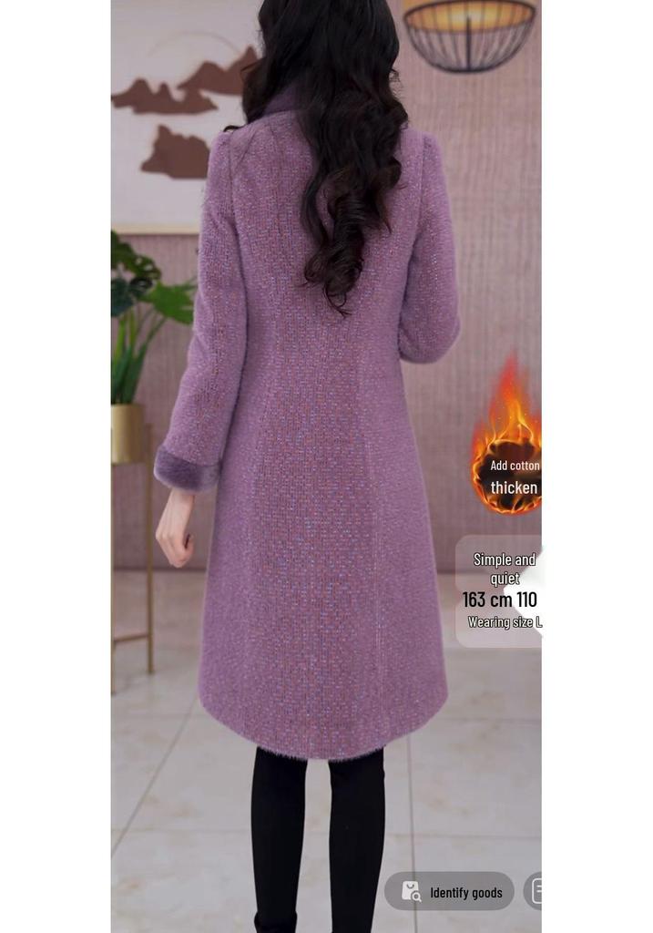2026 Winter Elegant Slim Fit Cotton-Padded Woolen Coat - Versatile, Age-Reducing, Mid-Length Jacket