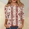 Women Casual Loose Fit Printed Top Three Quarter Sleeve Blouse Lightweight Comfortable Soft Fabric Stylish Design