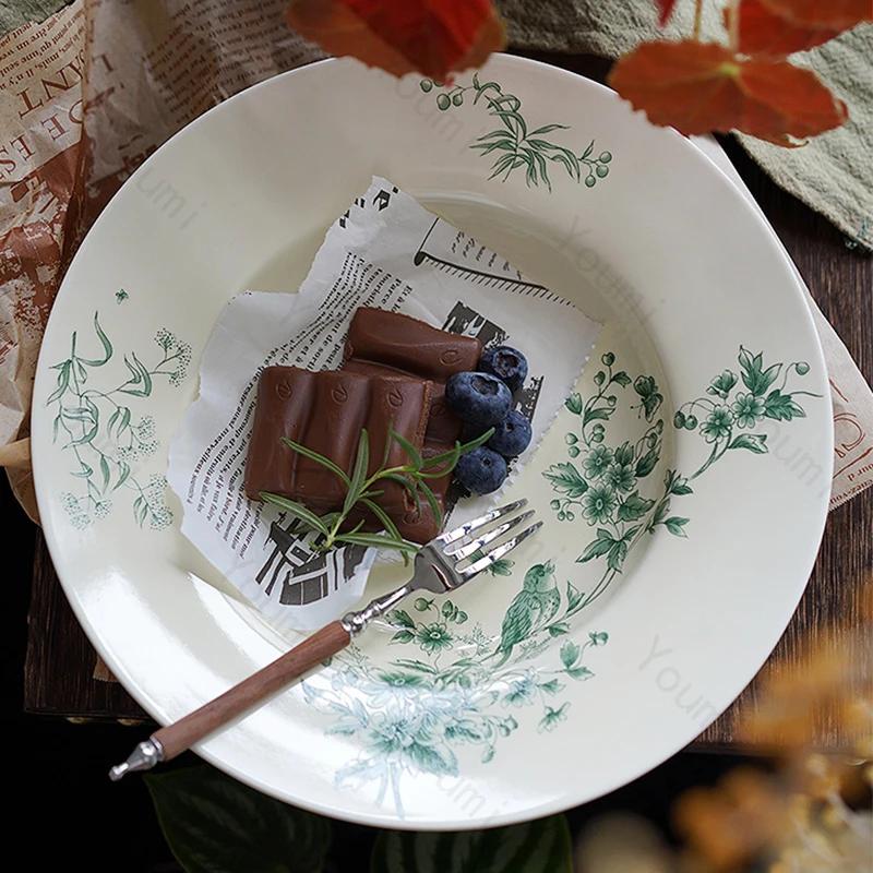 Vintage Französischer Stil Keramikteller Nachmittagstee Snacks Desserts Köstliche Gerichte Speiseteller Exquisites Haushaltsgeschirr