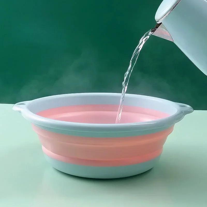 პორტატული დასაკეცი ვედრო სახის რეცხვის, სამრეცხაო და მოგზაურობისთვის, სივრცის დაზოგვისა და გამძლე წყლის აუზისთვის