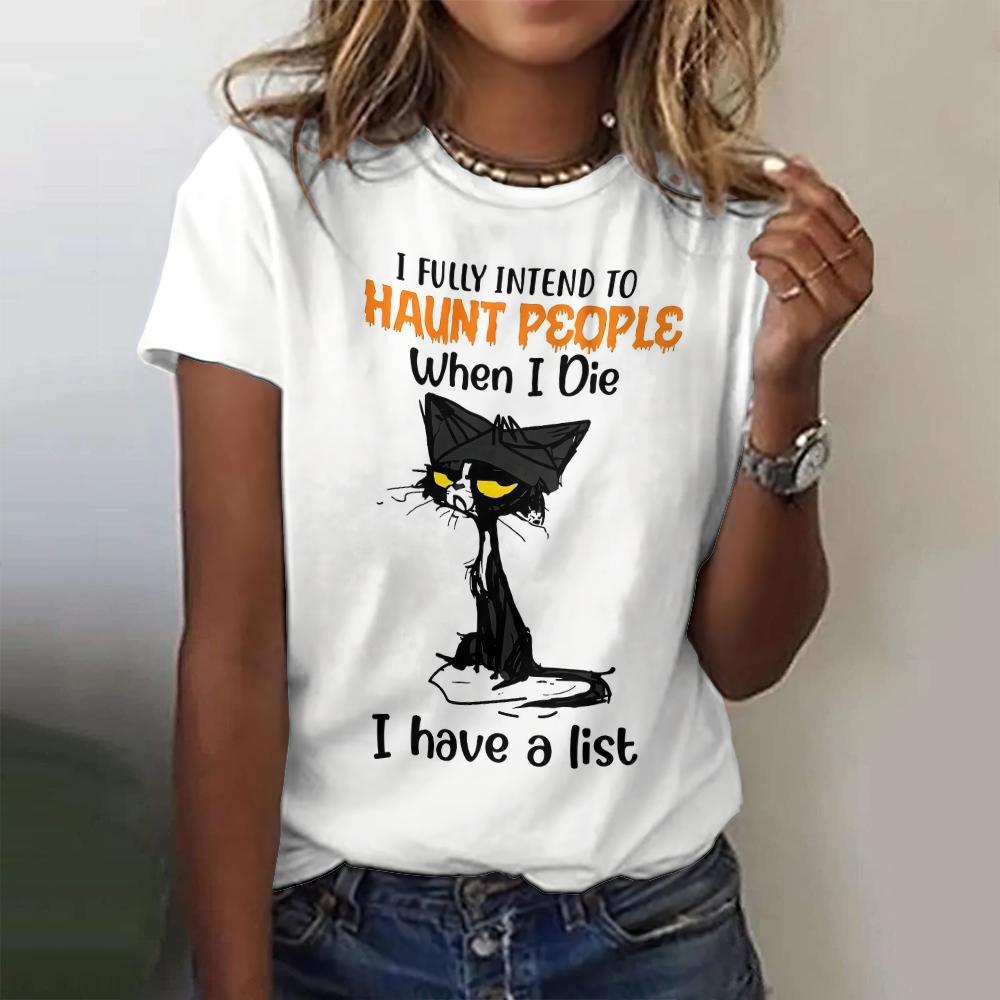 Cute Women's Clothing 3D Cat Women's T-shirt Printed Fashionable Summer Short Sleeved T-shirt