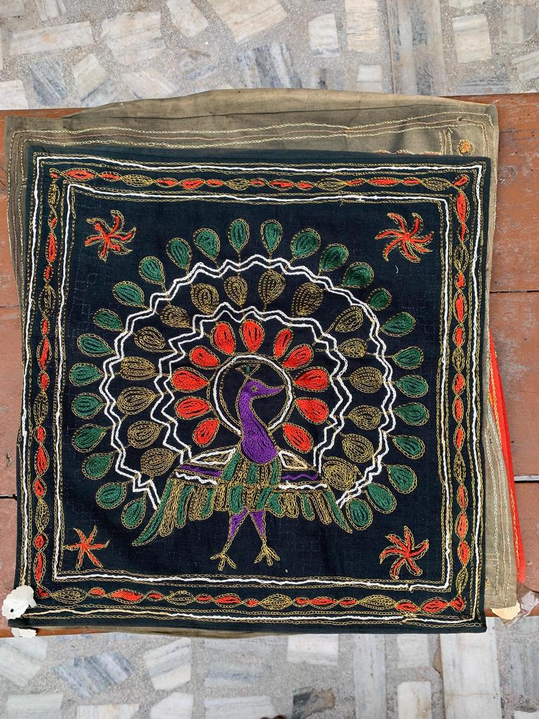 Hand Embroidered Cotton Pillow Cover: Bohemian Decorative Cushion 40