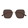 Gucci Original Design Metallic Acetate Square Sunglasses Unisex Couple Brown