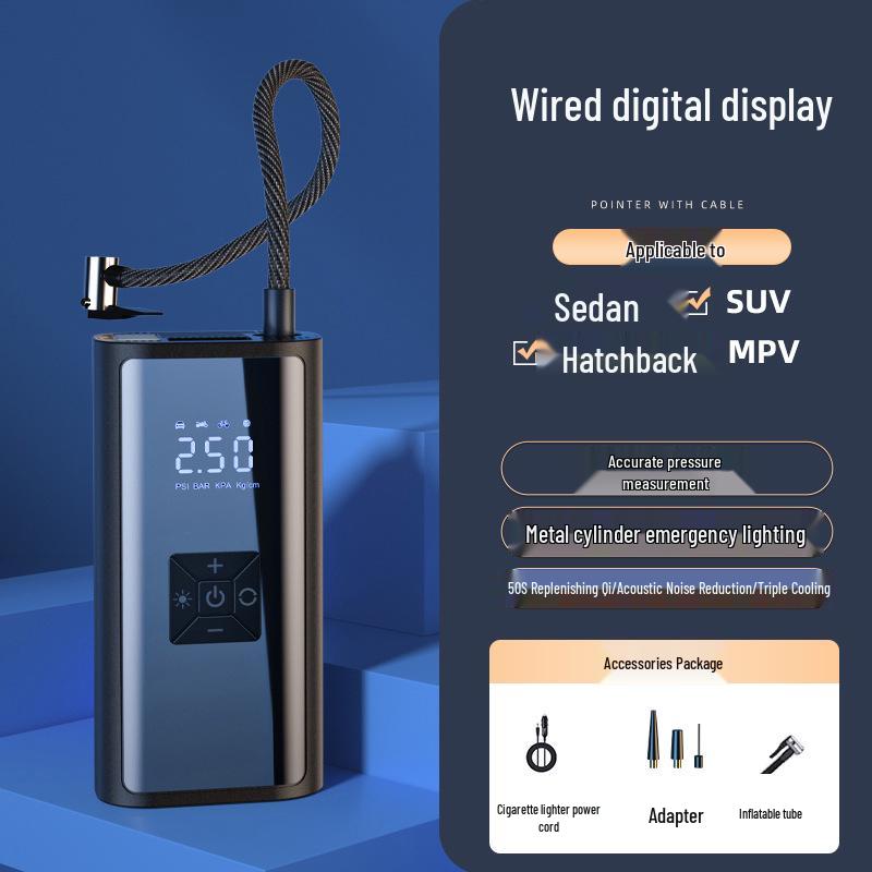 

Беспроводной цифровой автомобильный насос для накачивания шин с портативным воздушным насосом и дисплеем