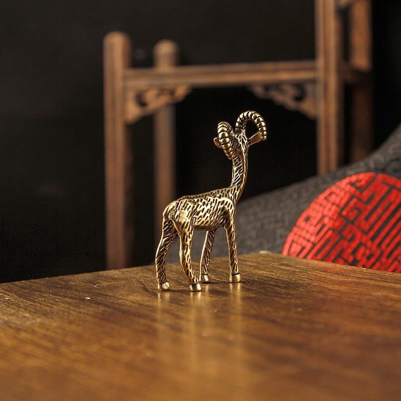 Brass Goat Small Ornament Antique Copper Zodiac Animal Goat Miniature Figurines Home Decoration Accessories Desktop Decor