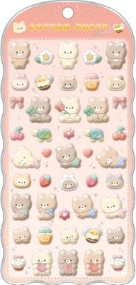 CRUX Cotton Puffy Stickers 3D Bear Nail Art Parts Perfect for Decorating Your Phone and Your Favorite - - Character!
