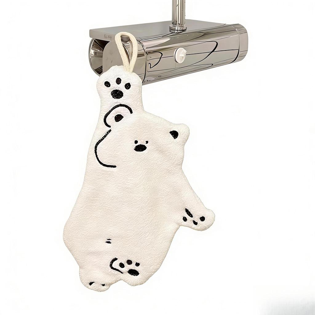Panda Hand Towel, Hanging Type, Made Of Coral Fleece Microfiber, Absorbent And Quick-Drying, Suitable For Bathroom And Kitchen Use, Small Hand Towel
