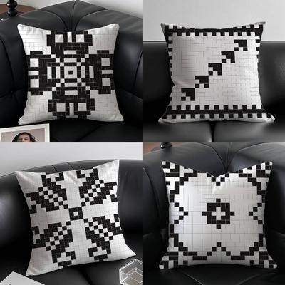 Pixel Art Print Texture Pillow Case Anti-dustmite Invisible Zipper Sofa Bed
