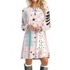 Sweet Cute Christmas Tree Dress Women Snowman Snowflake Print A-Line Dress Autumn Winter Casual Long Sleeve Mini Dresses