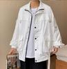 Men's Trendy Solid Color Workwear Jacket with Lapel and Large Pockets for Spring/Autumn.