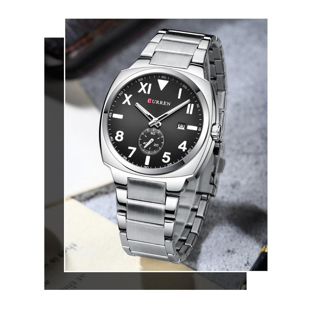 CURREN Fashion Men's Quartz Watch Independent Seconds Dial and Date-Day Stainless Steel Waterproof Luminous Wristwatches