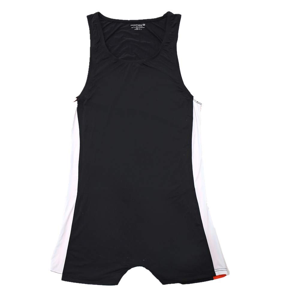 CSMARTE Men's Shoulder Boxer Briefs, Wrestling-Style Underwear, One-Piece Swimsuit (Black, Size L)