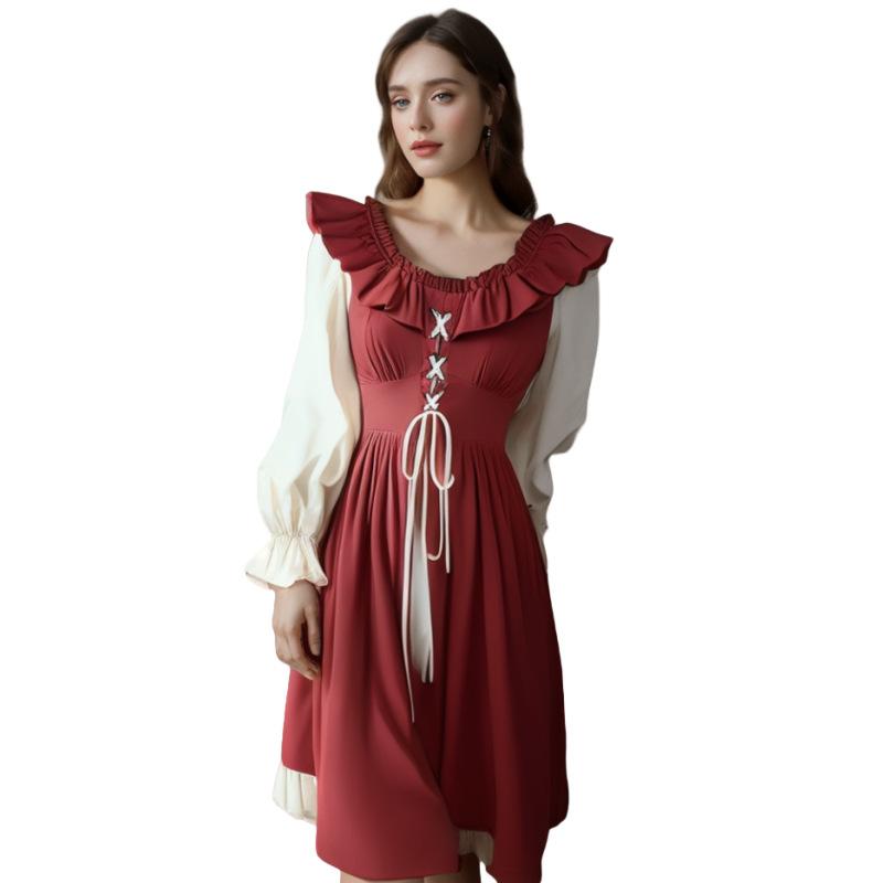 Medieval Dress Renaissance Fairy Long-sleeved Dress Irish Renaissance Dress S
