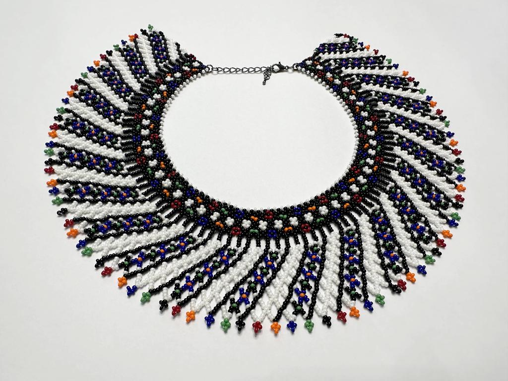 Tradycyjna ukraińska sylianka z czeskiego koralika HatynkaUA Naszyjnik ręcznie robiony (SUN999_56)