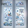 Home Decor for Christmas 9Pcs Window Clings, Blue Santa Snowman Reindeer Static Stickers, Nutcracker Clings Reusable Double Sided Xmas Decorations