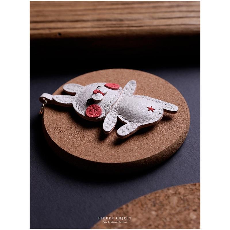 Porte-clés de voiture en cuir véritable fait main par Happy Rabbit créatif et personnalisé accessoire simple pour sac cadeau