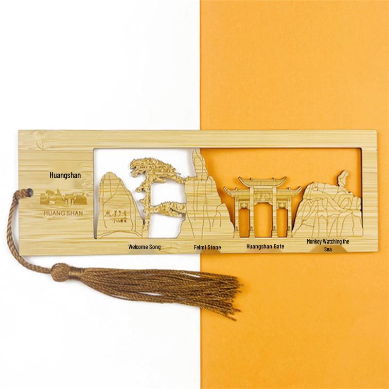 Bamboo Wood City Landmark Bookmark Ruler – Cultural & Scenic Souvenir