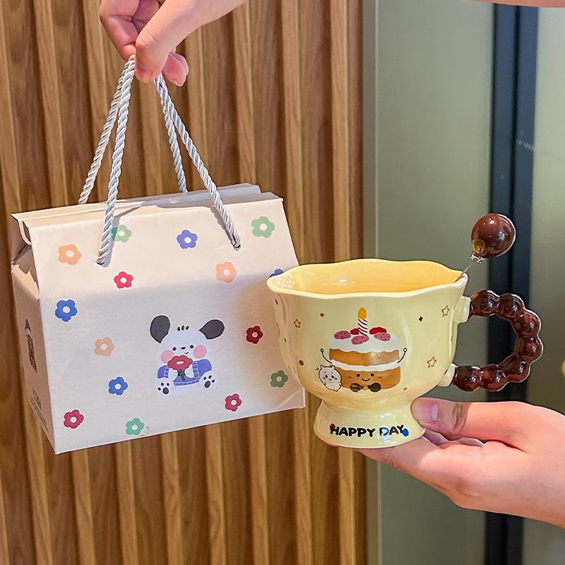 Super roztomilý chlebový hrnek dívčí domácí pitný hrnek kancelářský keramický hrnek snídaňový hrnek dárek k narozeninám