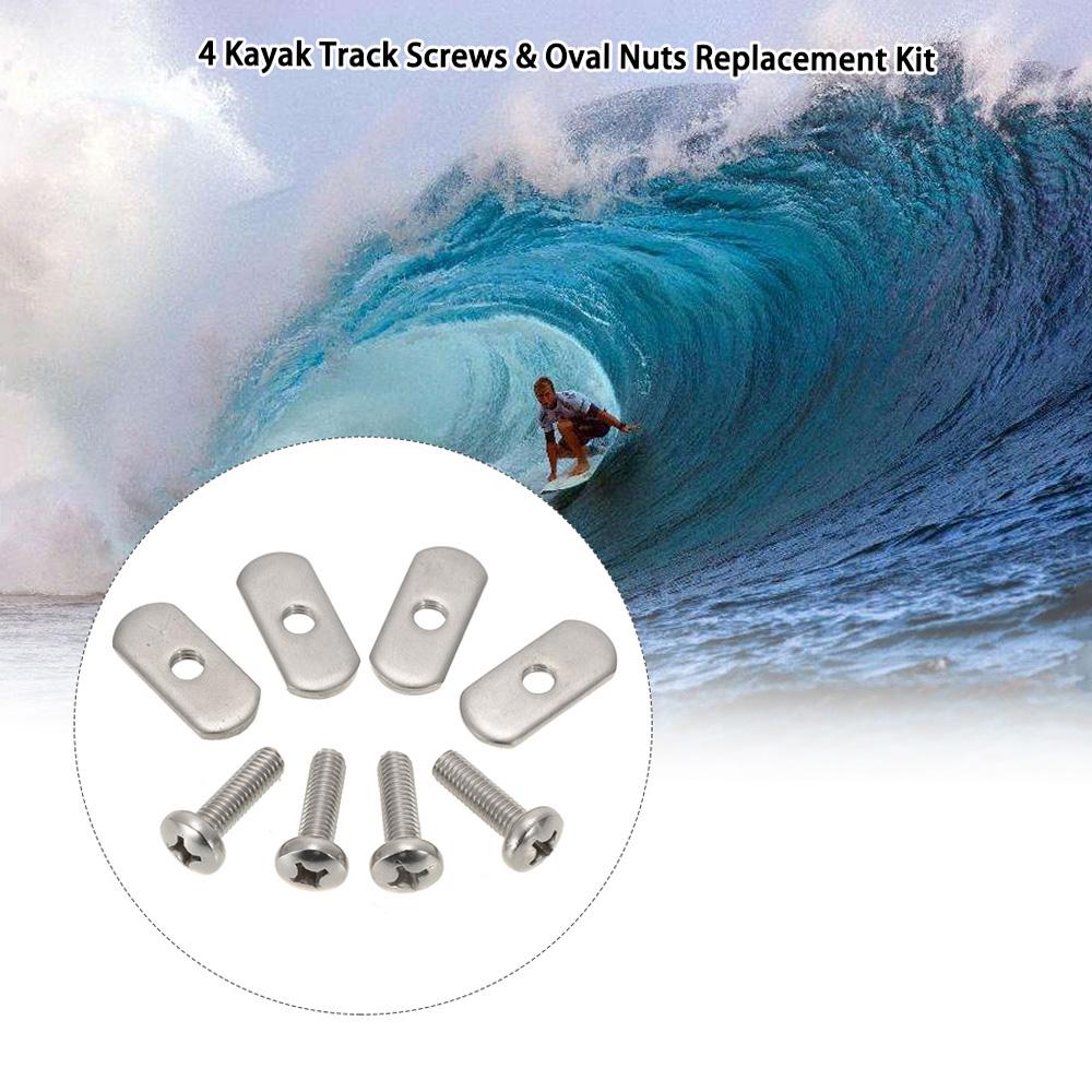 4 Stainless Steel Kayak Rail Track Screws & Track Nuts Hardware Gear Mounting Replacement Kit for Kayaks Canoes Boats