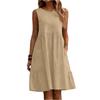 Women Sleeveless Casual Summer Dress Cotton Linen A Line Sundress Loose Fit Tank Dress with Pockets Simple Solid Design