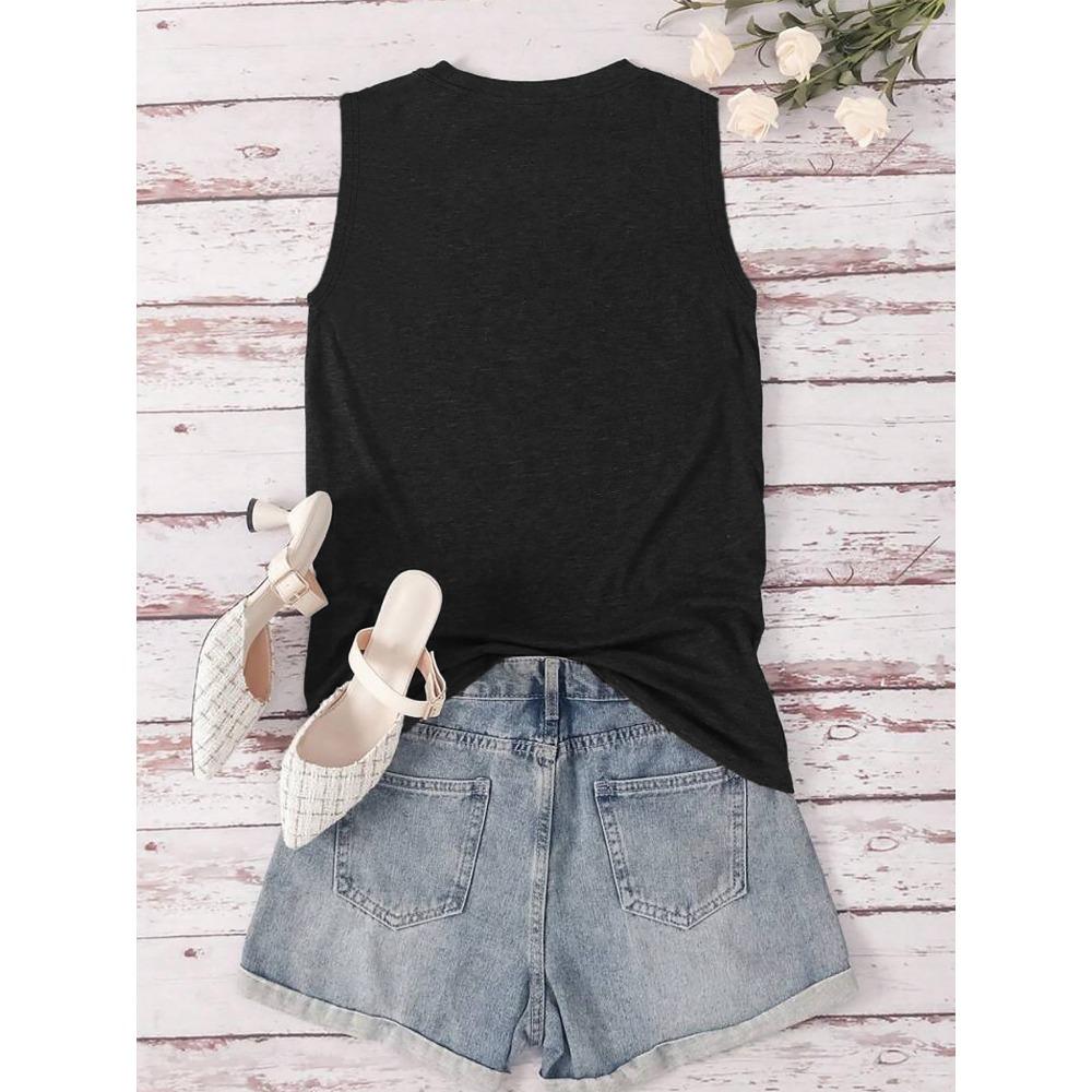 Round Neck Summer Sleeveless Vest Top, Fashionable and Versatile Top