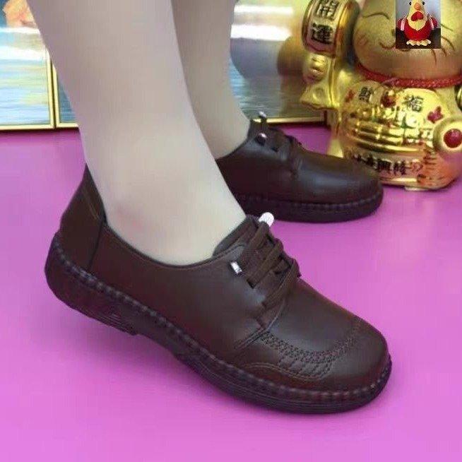 Soft leather single shoes 2025 spring new beef tendon soft sole soft surface non-slip mother versatile middle-aged and elderly casual small leather
