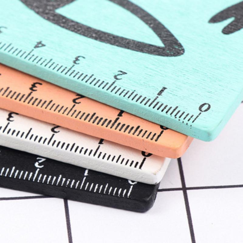 1 bucată drăguț Kawaii pisică neagră pisicuță riglă dreaptă unelte din lemn pentru cusut desene desenate, birou, școală, articole de papetărie