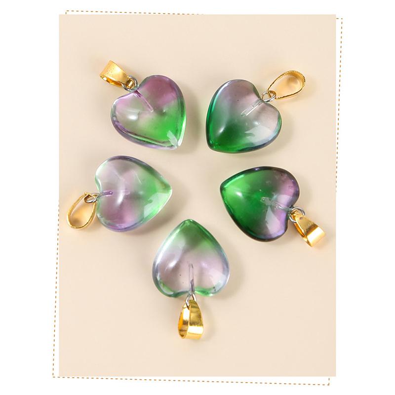 5Pcs/Lot Lampwork  Glass Love Heart Beads Charms Pendant Diy Handmade Jewelry Making Accessories