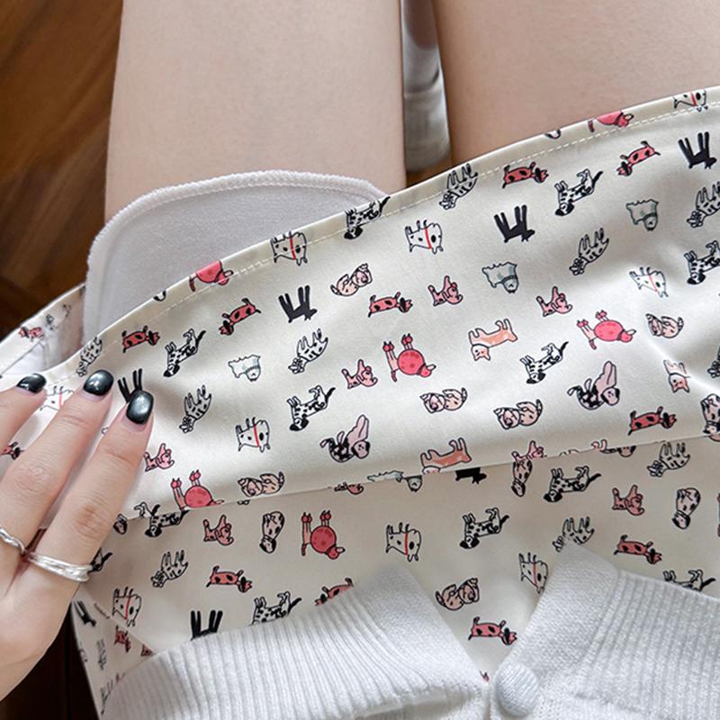 Cartoon printed midi skirt for women high waisted A-line short skirt anti slip skirt hip hugging skirt