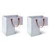 A20F-2Pcs Stair Basket With Leather Handles For 16Inch Carpeted Stairs Organizer Felt Collapsible Basket