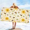 Daisy Bee Pattern Beach Towel Super Absorbent Quick Dry Microfiber Bath Blanket Cute Floral Art for Picnic & Seaside Relaxation
