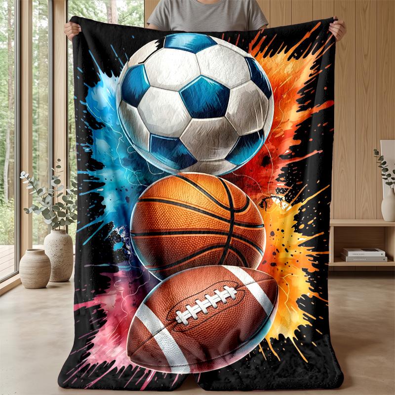 Sports Ball Collection 7 Theme blanket Lightweight Warm Flannel Blanket Decorative Throw Blanket for Home Decoration