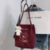 Spring And Summer New Literary Corduroy Bag For Women Single Shoulder Handbag College Wind Student Schoolbag Velvet Bag For Women Trendy