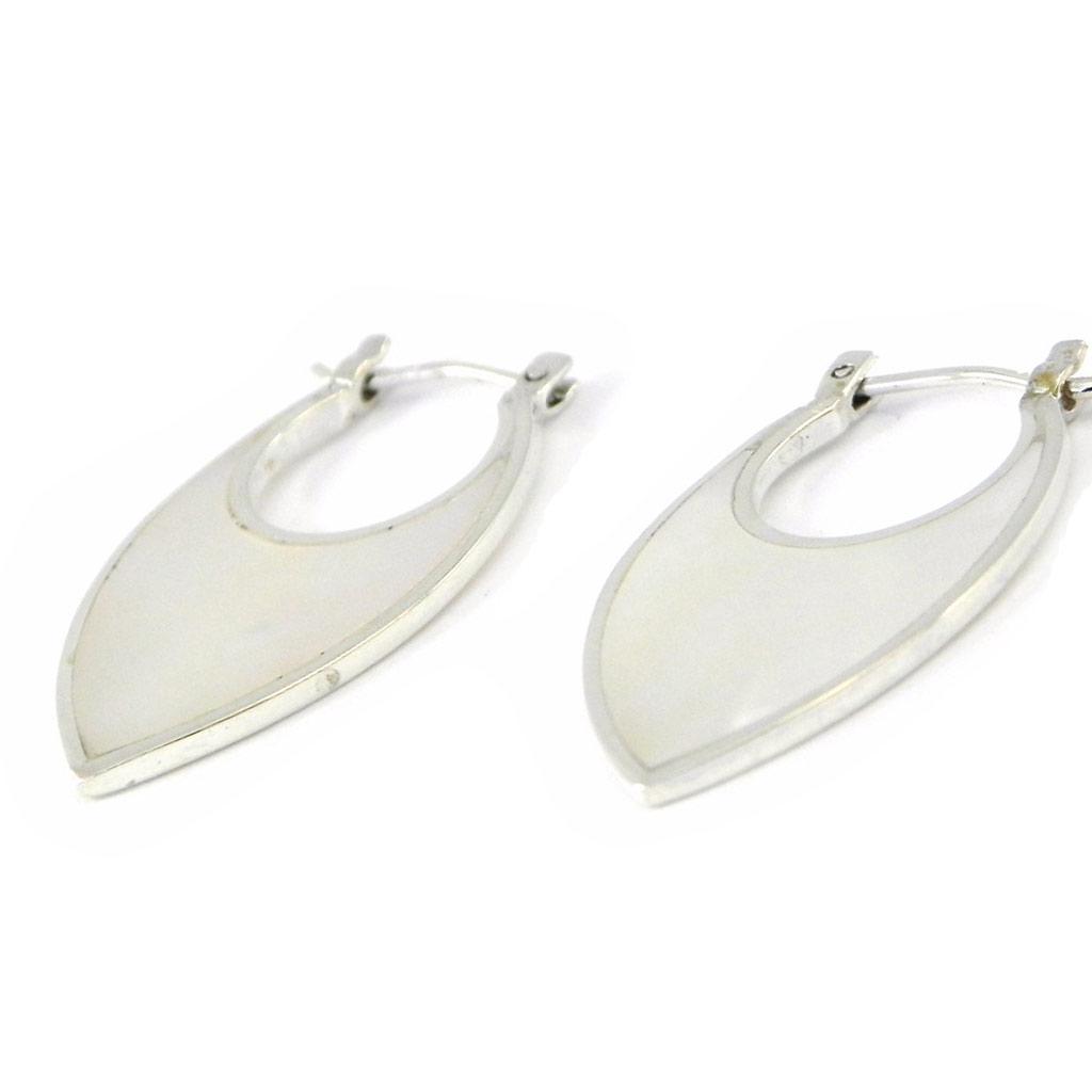 Les Trésors De Lily [H6550] - Silver 'Wisdom' Mother-of-Pearl Hoop Earrings