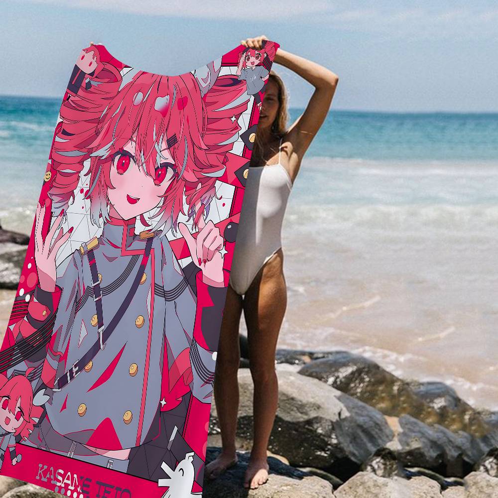 

Popular Virtual Singer Kasane Teto Bath Towel Microfiber Soft Water Absorbing Breathable For Girl Kids Decorative Cartoon Beach W30*H60(CM)
