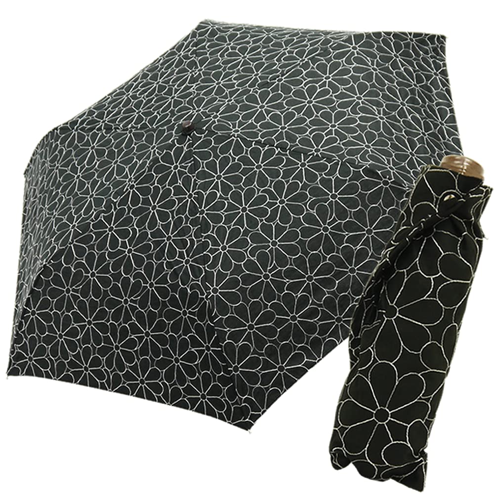 

Складной Для солнца и УФ Вышитый цветок [Новый японский] Зонт от солнца, Зонт, Мини, Легкий, Дождь, Защита, Затемнение, чёрный