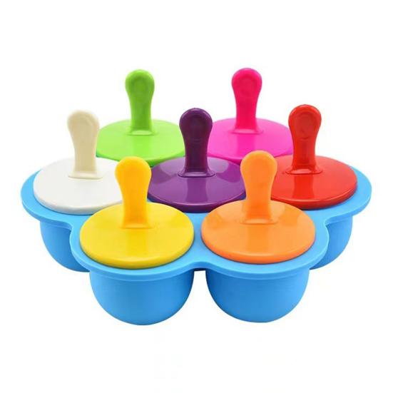 

Ice Cream Mold 6-Cavity Flower Shape Silicone Ice Pop Mold with Lids Easy Release Dishwasher Safe Popsicle Mold for Jelly Pudding Soap 1 Set синій