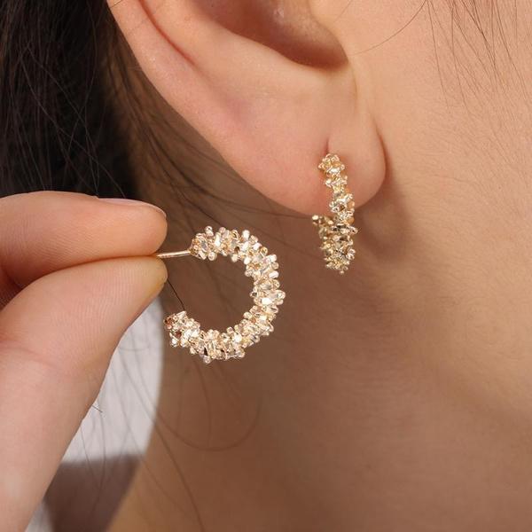 New Fashion Trend Unique Design Elegant Exquisite Irregular C Shape Earrings Female Jewelry Party Gift