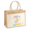 Beach Bag - PLANETEE - Jute with Pocket Skate I Can't - Cotton - 43x33 Cm - Printed In France