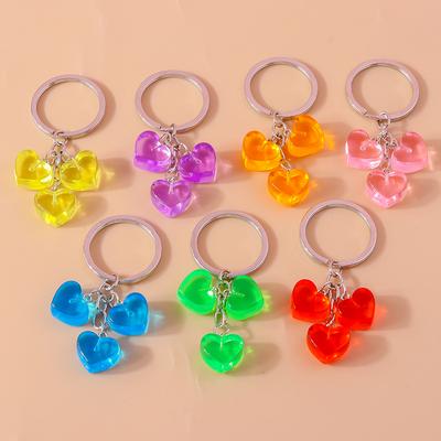 Lovely Candy Jelly Love Heart Keychain Charms Key Ring Pendants for Car Key Holder for Women Girl Handbag Decor Jewelry Gifts