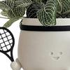 Smile Face Planter Pot 3D Printed Cute Holding Tennis/Soccer Head Flower Pot with Drainage Hole for Indoor Outdoor Home Garden Decor
