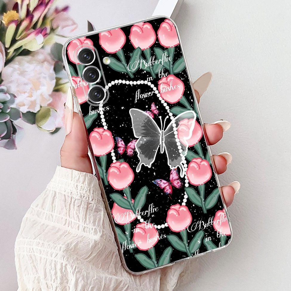For Samsung A04s Case SM-A047M Clear Aesthetic Cute Cat Fashion Flowers Painted Back Cover For Samsung Galaxy A04s Phone Case