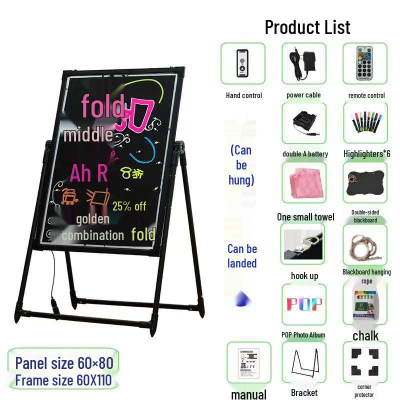 Fluorescent Night Market Advertising Board - Luminous Shop Display Blackboard