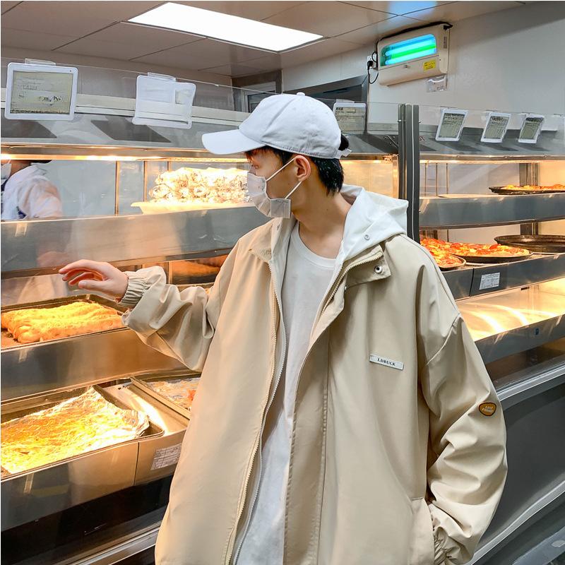 New Spring and Autumn Break Two-piece Hooded Tooling Jacket Men's Trendy Large Size Clothes Couple Hong Kong Style Jacket